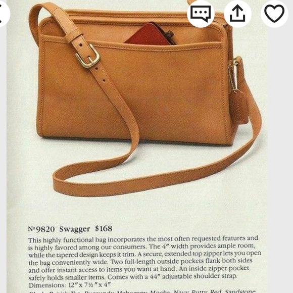 Vintage COACH Swagger British Tan Leather New York City Crossbody Shoulder Bag - Picture 3 of 16